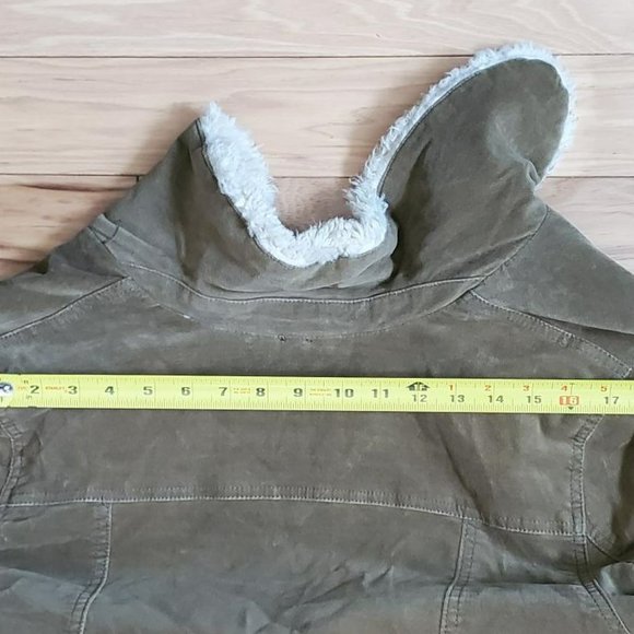 Free People Olive Green Reversable Sherpa Trucker Jacket Sz M - Picture 8 of 13